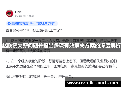 赵鹏谈欠薪问题并提出多项有效解决方案的深度解析